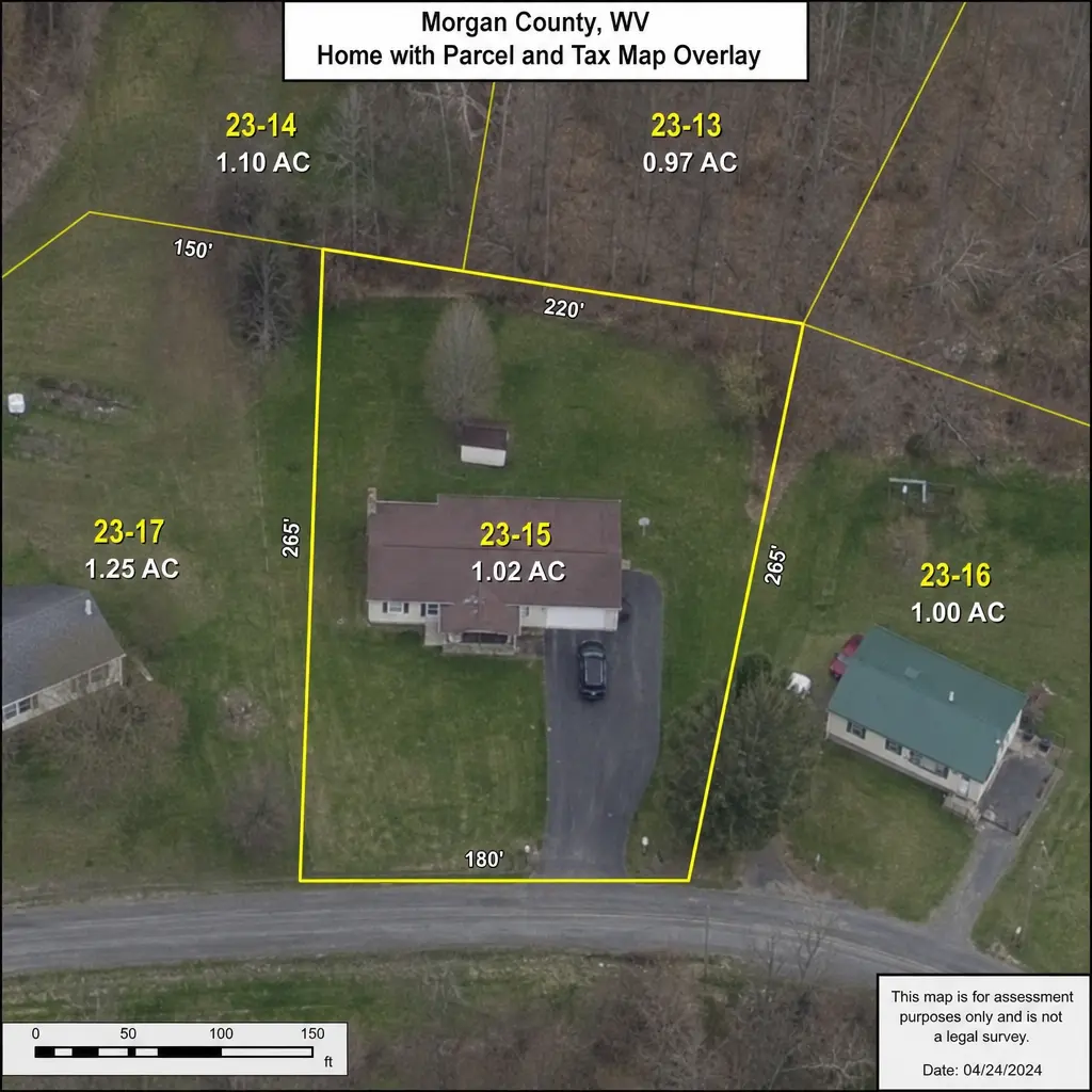 Morgan County home with parcel and tax map overlay
